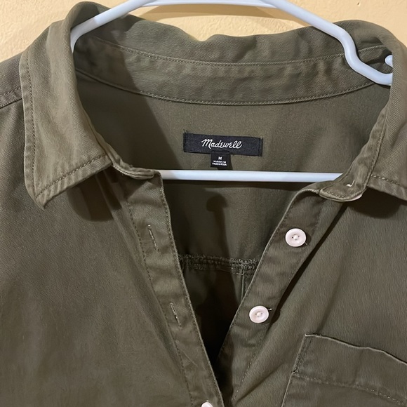 Madewell Olive Green Cotton Shacket Top - Picture 2 of 5